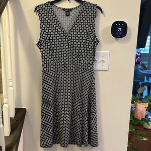 Robert Louis Black and White Patterned Midi Dress
